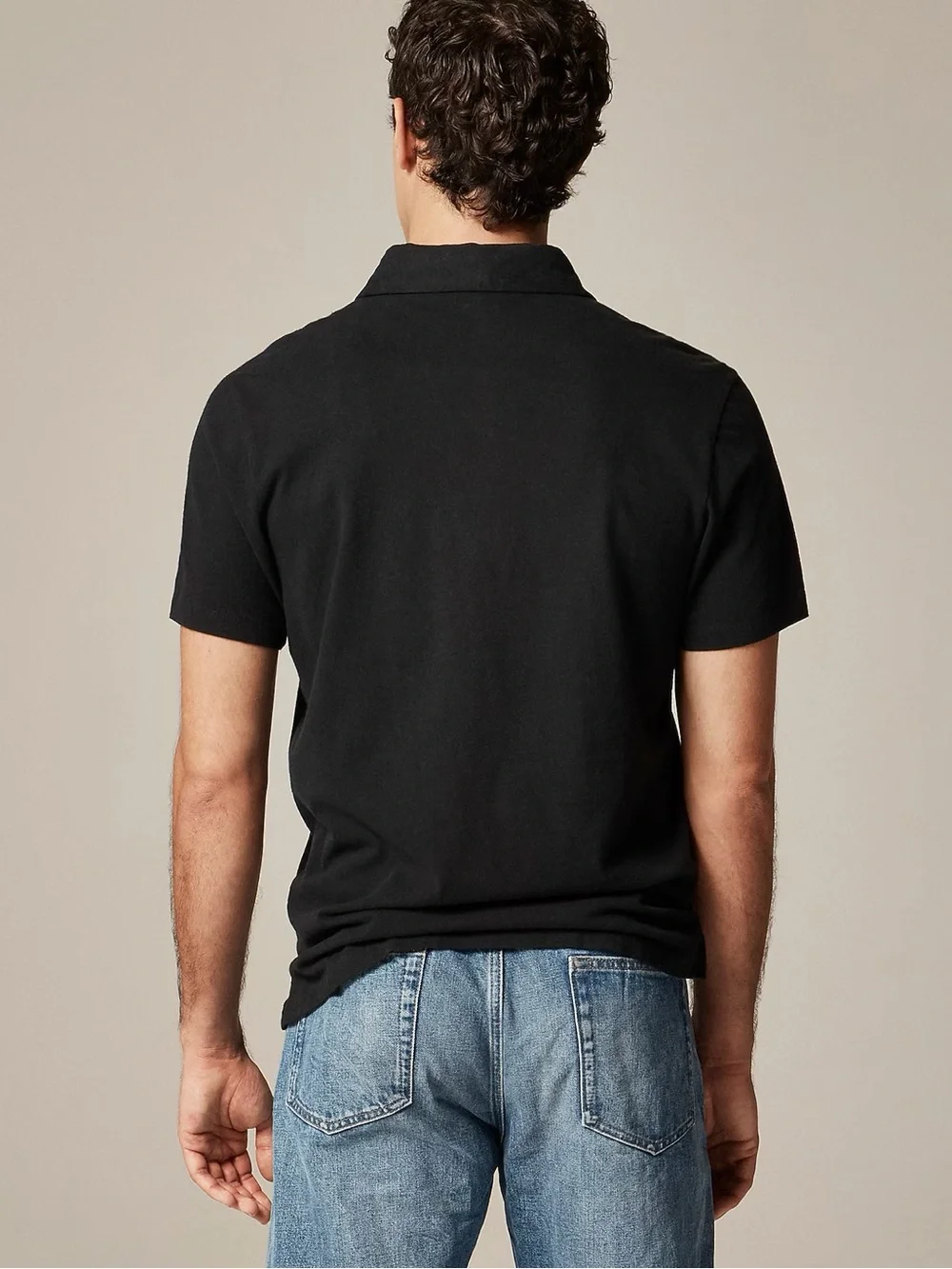J. CREW Slim sueded cotton polo shirt in Black Size L NWT $55 BW393